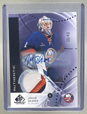 Jakub Skarek 2025 Upper Deck SP Game Used Purple Patch Authentic Auto RC /49