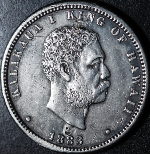 1883 HAWAIIAN KINGDOM - KING KALAKAUA - BETTER GRADE - SILVER QUARTER