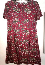 Fat Face Autumn Red Floral Tunic Dress Size 12 14 Pockets