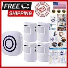 Wireless Driveway Alert System - 4 Sensor Motion Detector with Custom Chimes