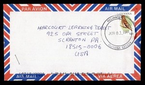 DR WHO 2001 GUYANA RELIANCE AIRMAIL TO USA BIRD $30 R59764