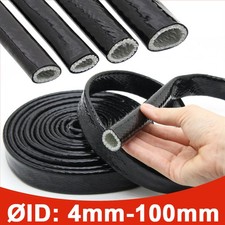 Silicone Fibreglass Fire Sleeve Cable Protective Heat Shield Sleeving Tube Black