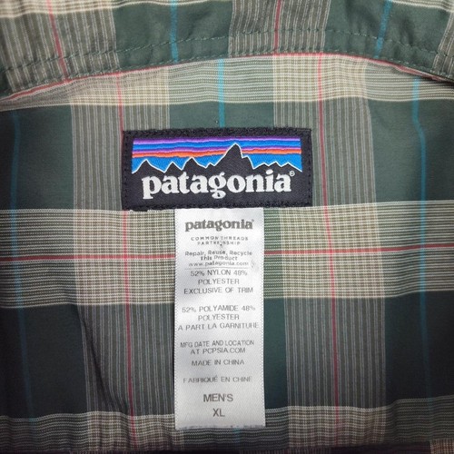 Patagonia Shirt Mens XL Green Plaid Long Sleeve Button Down Nylon Outdoor - Picture 6 of 12