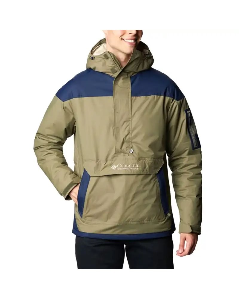 - Columbia Challenger Pullover Giacca Impermeabile Uomo, Stone Green/Collegiate