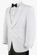 FIRST NIGHTER Tuxedo White Dinner Jacket 40L Shawl Lapel Cruise Wedding Formal
