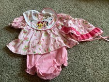 Vintage 90's Disney Babies Mickey Collection Baby Girl 3pc Dress Size 0-6