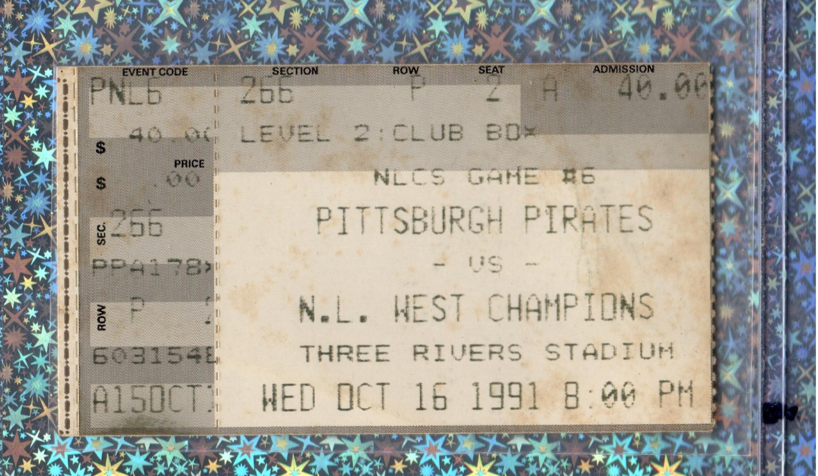 Steve Avery 3H-Win Ticket 10-16-1991 Braves Pirates Greg Olson RBI NLCS Gm6👀🔥
