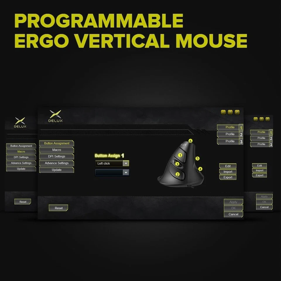 Wired Vertical Ergonomic Mouse with 6 Programmable Buttons 4200DPI Removable ... - Image 4 of 4