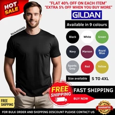 Crew Neck Short Sleeves Gildan Men’s Heavy Cotton Plain T-Shirt G5000- Pack of 1