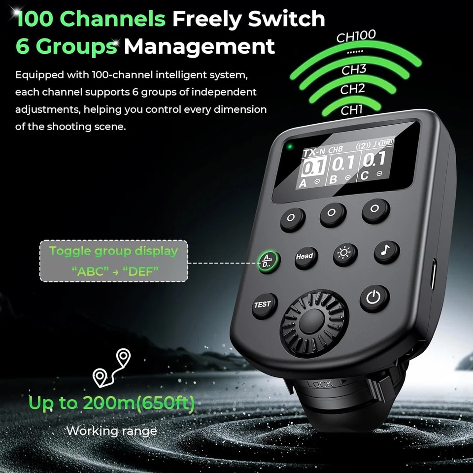 Wireless Flash Trigger for Profoto Air1 Air2 A1X B10 D2 Pro10 – 100CH 6  AODELAN - Image 3 of 4