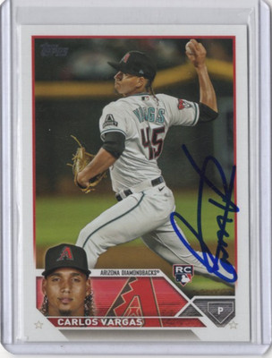CARLOS VARGAS MLB Diamondbacks 2023 Topps Auto Autographed Signed #US67 Card