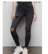 Good American good legs high waist crop charcoal black skinny jeans 00 or 24