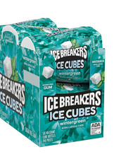 LOT of FOUR bottles 40 piece ICE BREAKERS ICE CUBES Sugar Free Wintergreen gum