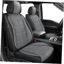 Seat Covers Full Set Fit for Dodge Ram 1500 5 Seat  Flat Bench   077 black grey