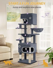 178 cm Arbre de chat pour les chats d'intérieur Multi couche Craquage Post avec grande plate-forme
