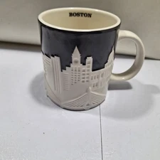 Starbucks Boston Coffee Mug Collectors Series B&W Skyline 3D Relief 2012 16oz