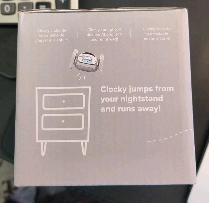 Clocky Alarm Clock on Wheels Chrome Runaway Rolling Alarm for Heavy Sleepers - Image 4 of 4