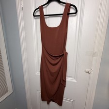 Express Sleeveless Wrap Midi Dress Rust Orange Career Size Small