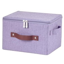 Storage Bins with Zipper Lids Decorative Lidded Baskets Boxes Purple