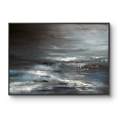 Festhalten, Loslassen - Original großes Acrylgemälde signiert Versand in Tube