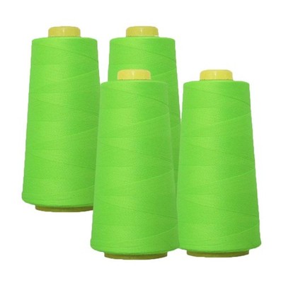 AK TRADING CO. 4-Pack NEON Green All Purpose Sewing Thread Cones (6000 Yards ...