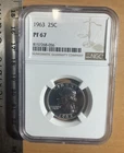 NGC PF67 1963 Silver WASHINGTON QUARTER Proof SILVER  SLABBED