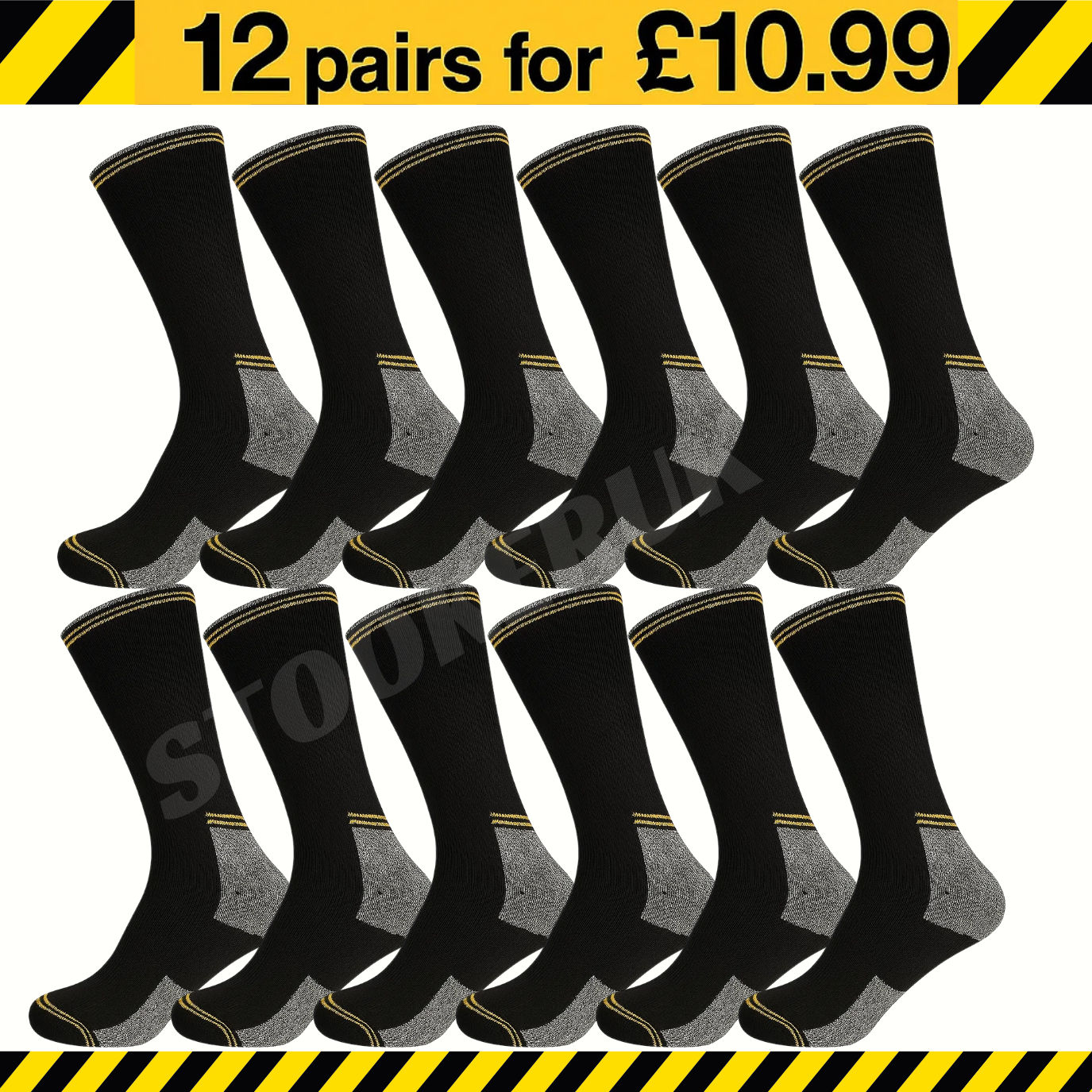 SAOLA 12 Paia Calzini Uomo da Lavoro Abbigliamento da Lavoro Rinforzato Suola Ammortizzata Stivali Calzini Taglia 6 11