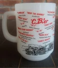 Vintage Anchor Hocking Fire King Milk Glass CB'er Trucker Lingo Coffee Mug