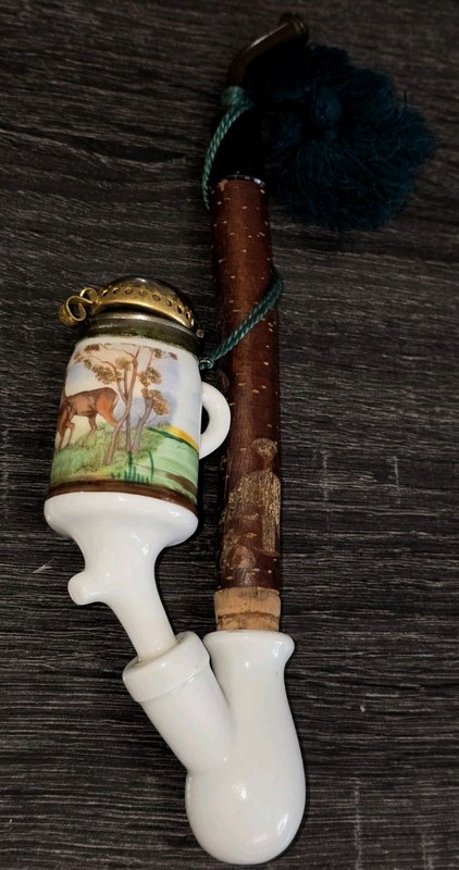 Handmade German Porcelain Deer Stag Scenic Wildlife Landscape Smoking Pipe