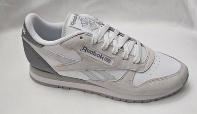 REEBOK CLASSIC WOMEN'S WHITE/GREY LEATHER RUNNING SNEAKERS US 10/EUR41/UK7.5