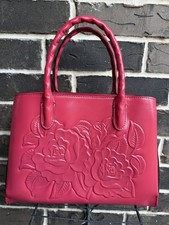 NWT 269 PATRICIA NASH Genovese Vintage Veg Tan Satchel Rose Tooled Passion Pink