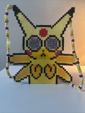 Trippy Pikachu Kandi Perler Necklace EDM EDC Fest Rave Dance