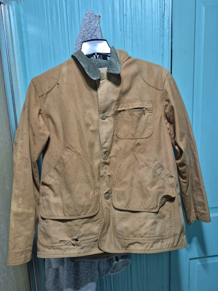1990s LL Bean Hunting Brown Duck Chore Jacket Size 44 Large Vintage - Image 3 of 4