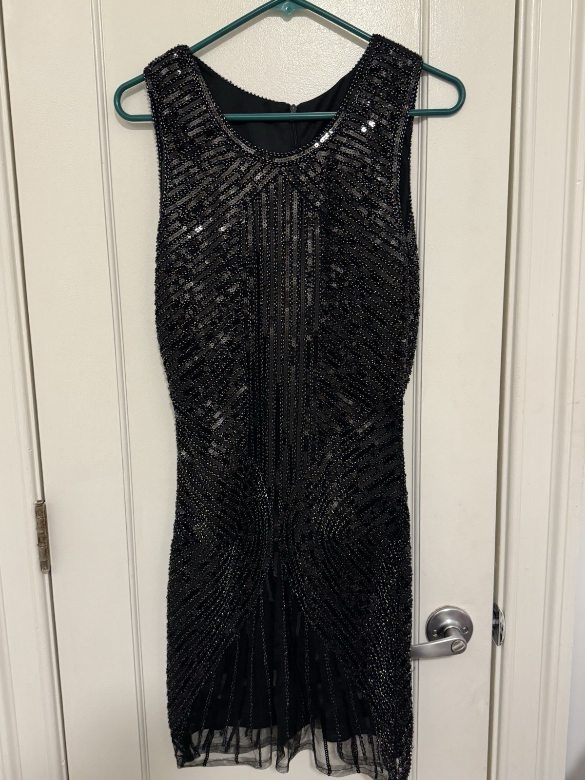 Vijiv Women's 1920s Sequined Inspired Beaded Gatsby Flapper Evening Dress Sz S