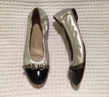 AGL Attilio Giusti Leombruni MONIKA Cap Toe Ballet Ballerina Flats Silver 39 / 9