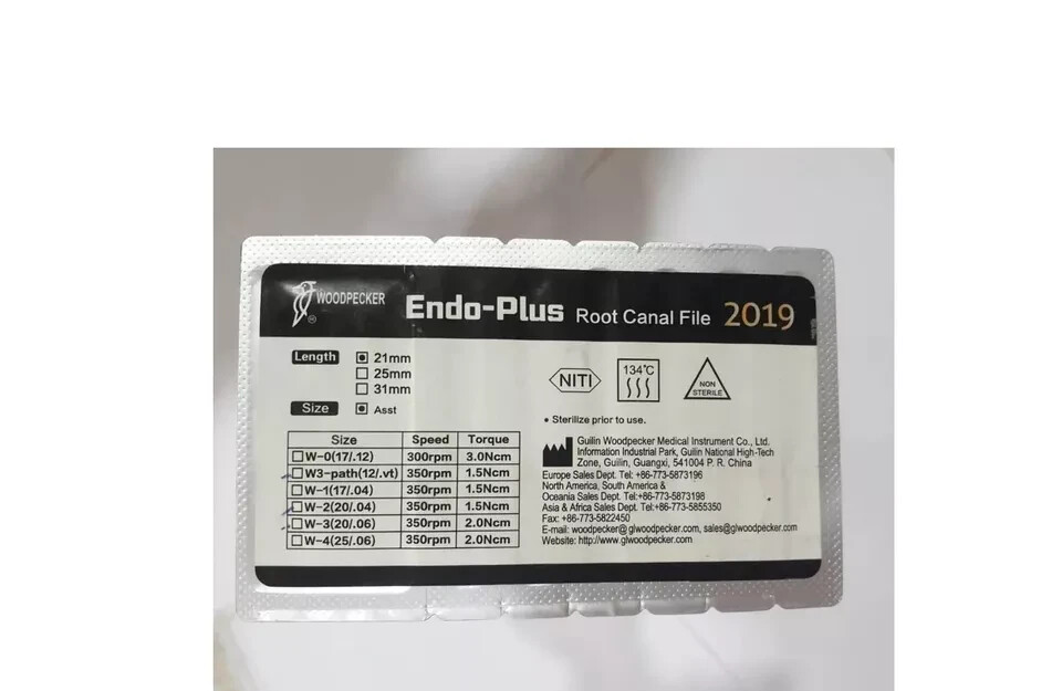 Lima Canalare Endo Plus Woodpecker In Ni-Ti, Confezione Da 6 File Assortite - Per Trattamenti Endodontici Precisi