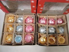 Vintage Mercury Glass Christmas 18 Polish Indent Ornaments 2 Boxes Mica