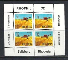 Rhodesia RHOPHIL 1972 1c Minisheet, imperf right. MUH. (2)