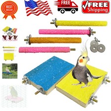 6-Pack Natural Wood Bird Perch Stand with Quartz Sand for Budgies and Cockatiels