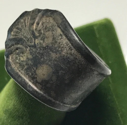 Vintage Silver Plated 18g Spoon Handle Ring Size 9