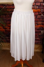 Vintage Original 70S 80S Pleated Skirt White Chiffon M