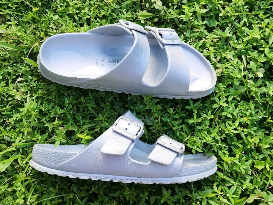 Birkenstock Arizona EVA Slide Sandals Gray Silver Size 37 US
