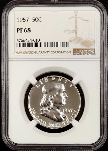 1957 Proof Franklin Silver Half Dollar graded PF 68 by NGC!
