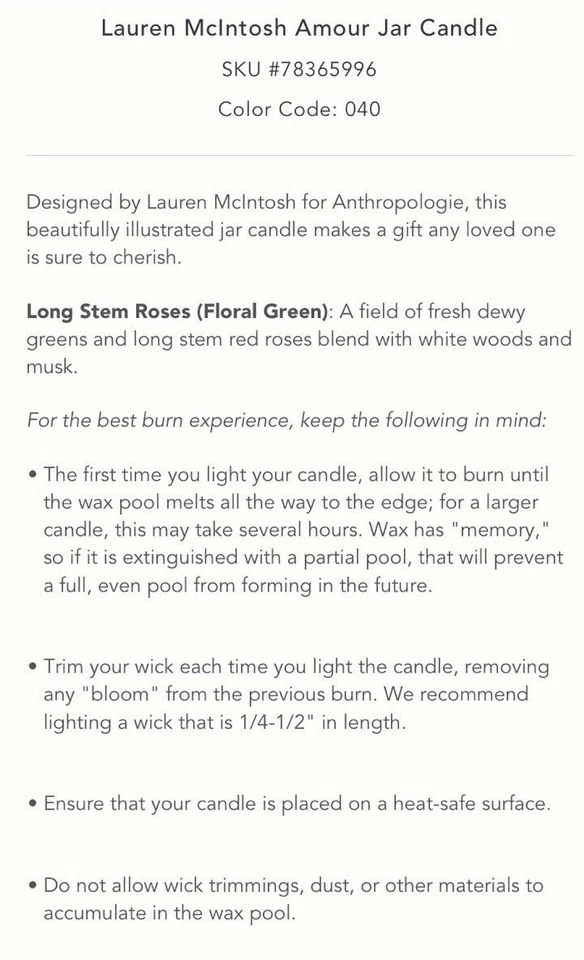 NUEVO TARRO ANTHROPOLOGIE VELA LAUREN McINTOSH AMOR AMOR ALAS DE ÁNGEL REINA CERA Foto 4 de 4