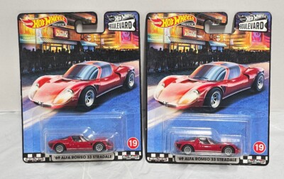 Lot Of 2- Hot Wheels Premium Boulevard 69 Alfa Romeo 33 Stradale Red #19