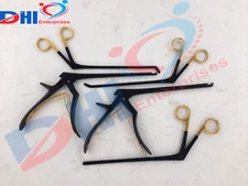 Kerrison Rongeurs 1,2mm & Crocodile Forceps set of 5Pcs Gold Coted Orthopedic DH