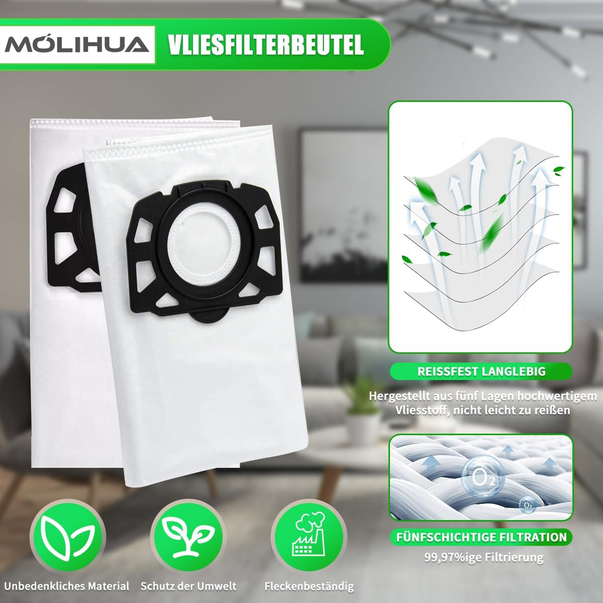 Filter Dust Bags for Karcher WD4 WD5 WD5/P WD6 & Dry Vacuum Cleaner