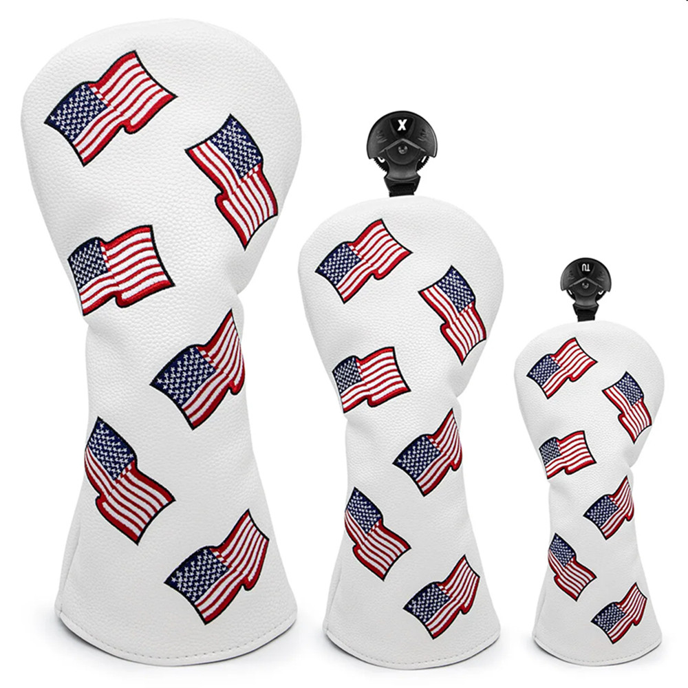 Head Cover Usa Flag Pu Leather Driver Fairway Wood Hybrid Cl
