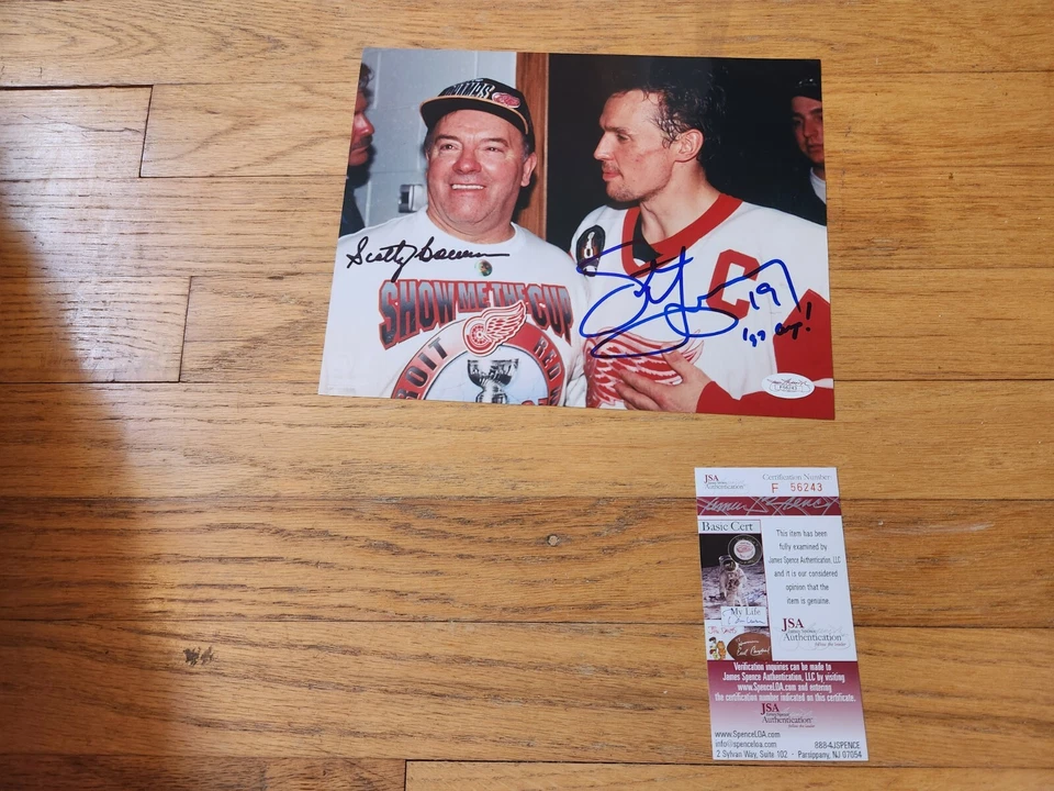 Detroit Red Wings 8 x 10 Photo Autographed Steve Yzerman Scotty Bowman JSA COA - Image 2 of 4