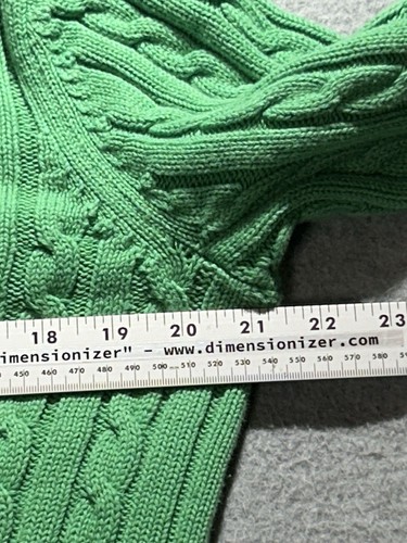 LL Bean Sweater Womens Large Cable Knit Green Pullover Sweatshirt St Patricks - Picture 3 of 8
